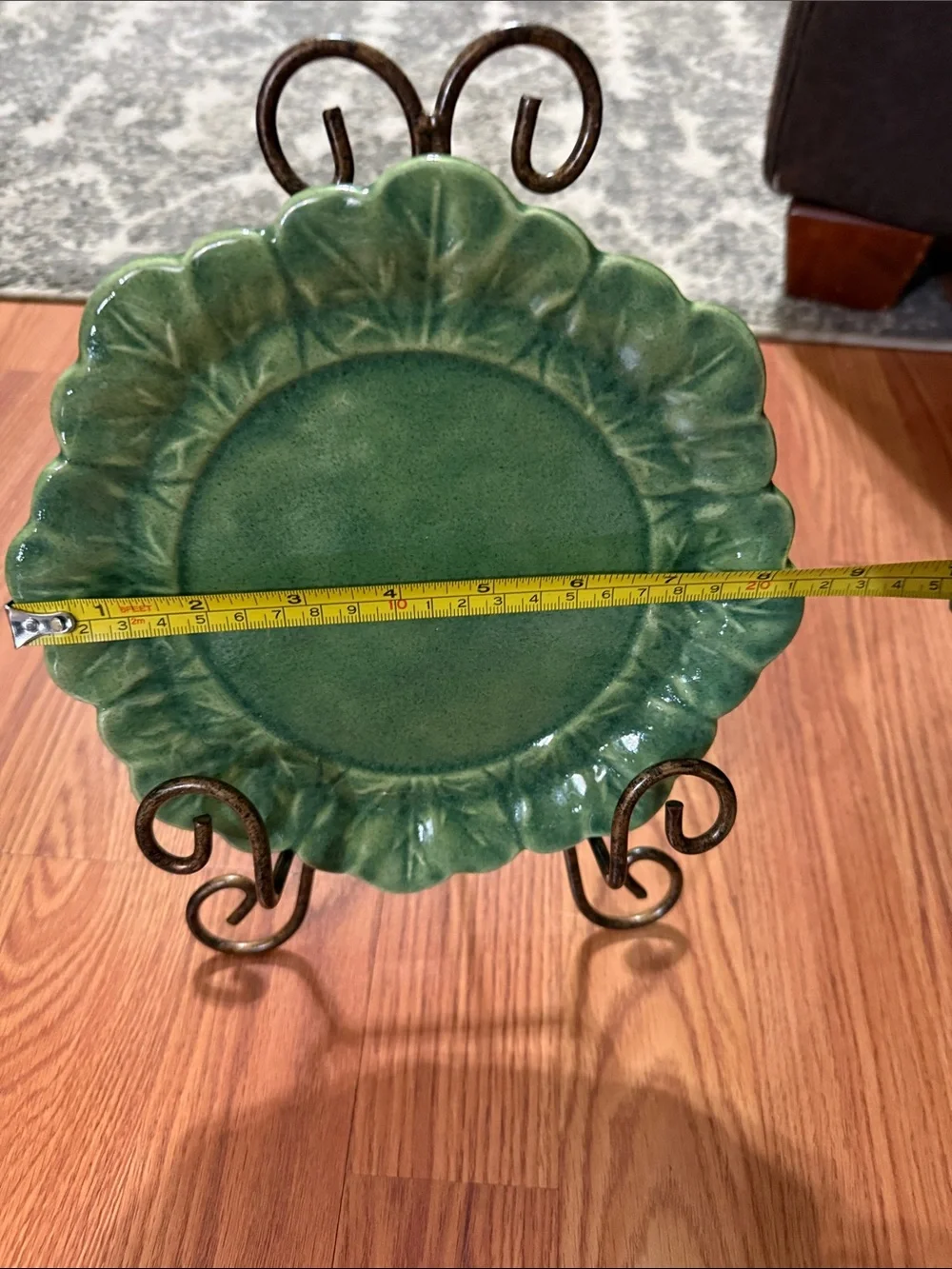 Vintage Holland Mold leaf plate on a bronze stand